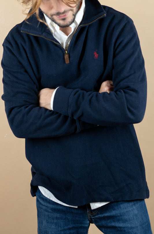 Half Zip Ralph Lauren ref: 1765 - BLEU MARINE - L - amifrip - Friperie en ligne et vêtements vintage