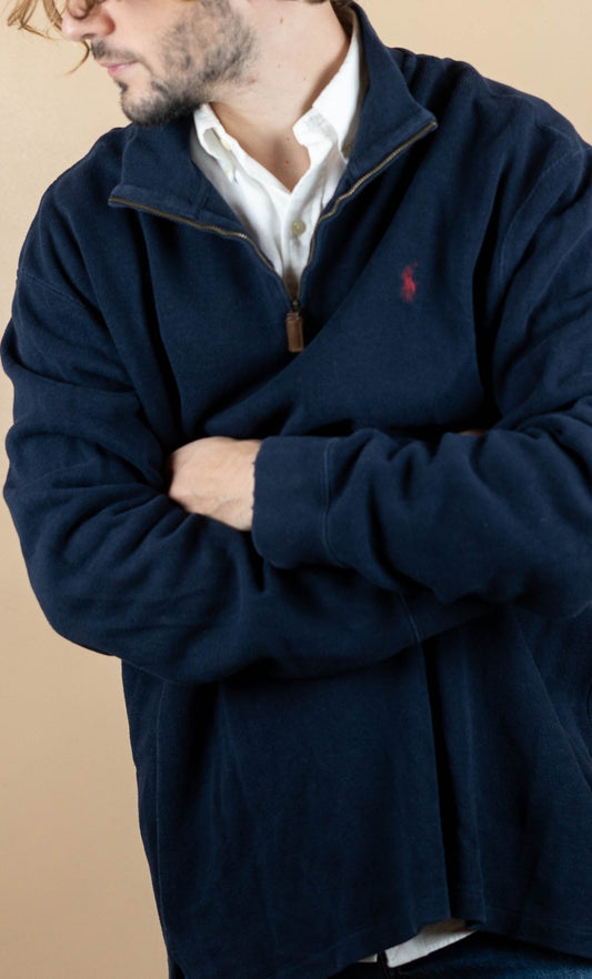 Half Zip Ralph Lauren ref: 1766 - BLEU MARINE - 2XL - amifrip - Friperie en ligne et vêtements vintage