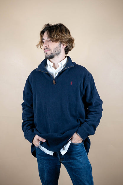 Half Zip Ralph Lauren ref: 1766 - BLEU MARINE - 2XL - amifrip - Friperie en ligne et vêtements vintage