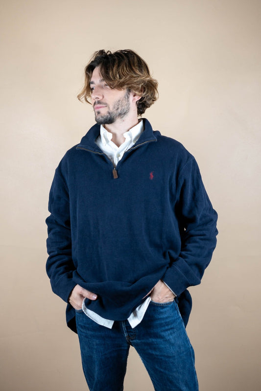 Half Zip Ralph Lauren ref: 1766 - BLEU MARINE - 2XL - amifrip - Friperie en ligne et vêtements vintage