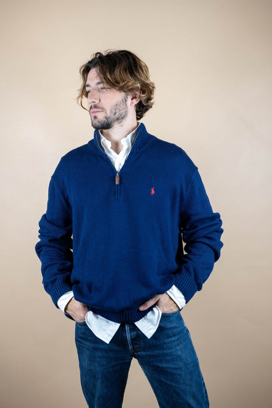 Half Zip Ralph Lauren ref: 1769 - BLEU MARINE - XL - amifrip - Friperie en ligne et vêtements vintage