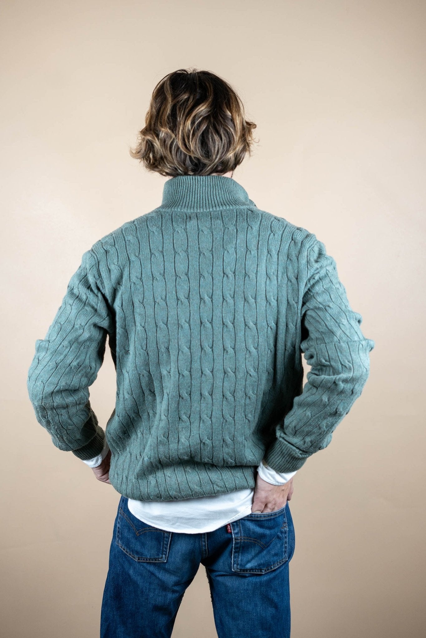 Half Zip Ralph Lauren Torsadée ref: 1551 - VERT - L - amifrip - Friperie en ligne et vêtements vintage