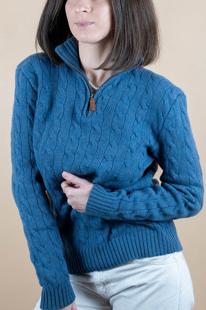 Half Zip Ralph Lauren Torsadée ref: 1729 - BLEU - S - amifrip - Friperie en ligne et vêtements vintage