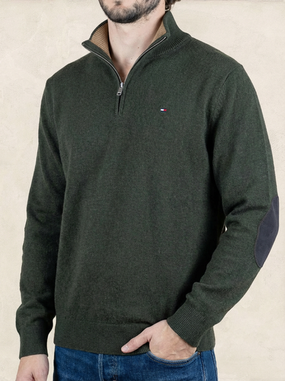 Pull Demi-zip Tommy Hilfiger - Homme L - Vert - Coton - Très bon état - Ts0214