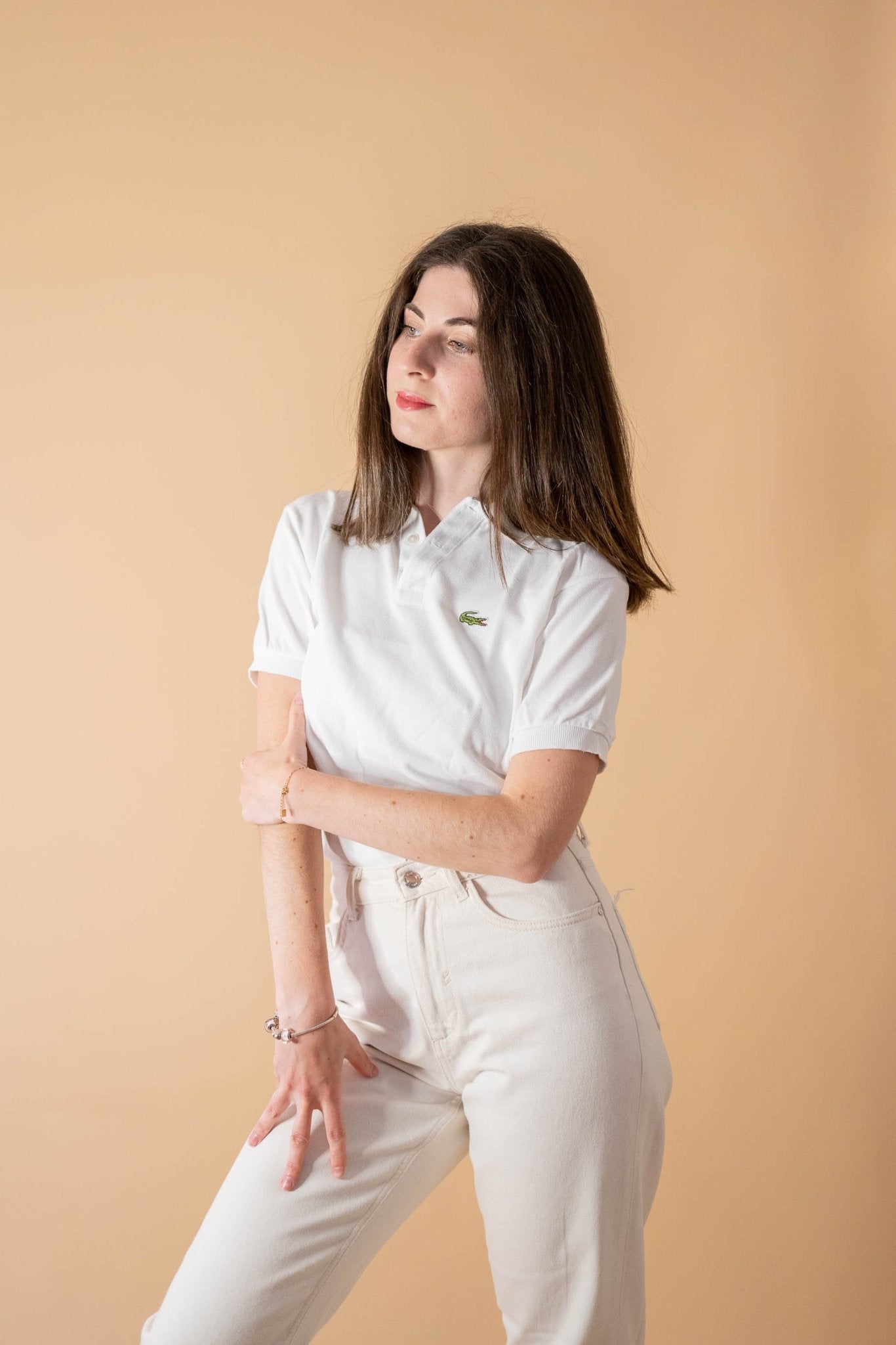 Polo Lacoste Femme 445 - BLANC - XS - amifrip - Friperie en ligne et vêtements vintage