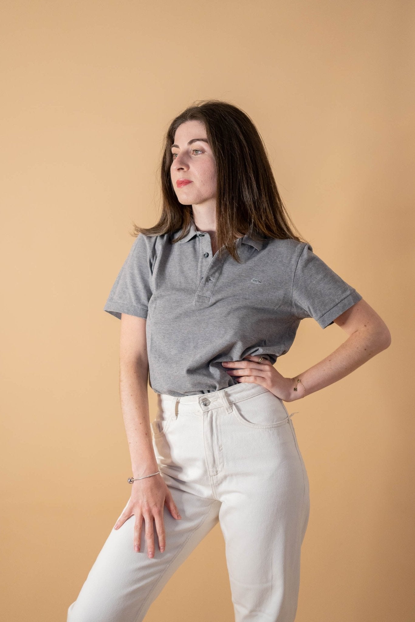 Polo Lacoste Femme 914 - GRIS - S - amifrip - Friperie en ligne et vêtements vintage