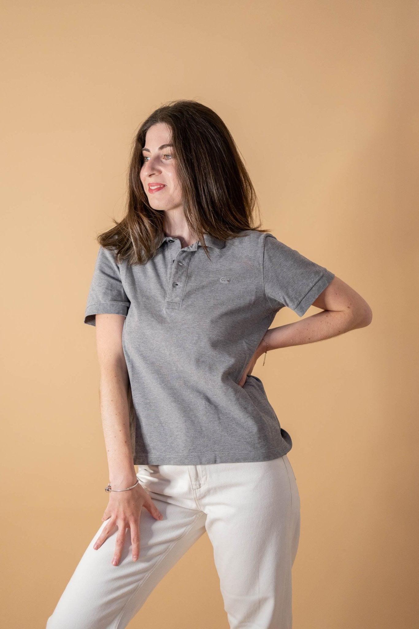 Polo Lacoste Femme 914 - GRIS - S - amifrip - Friperie en ligne et vêtements vintage