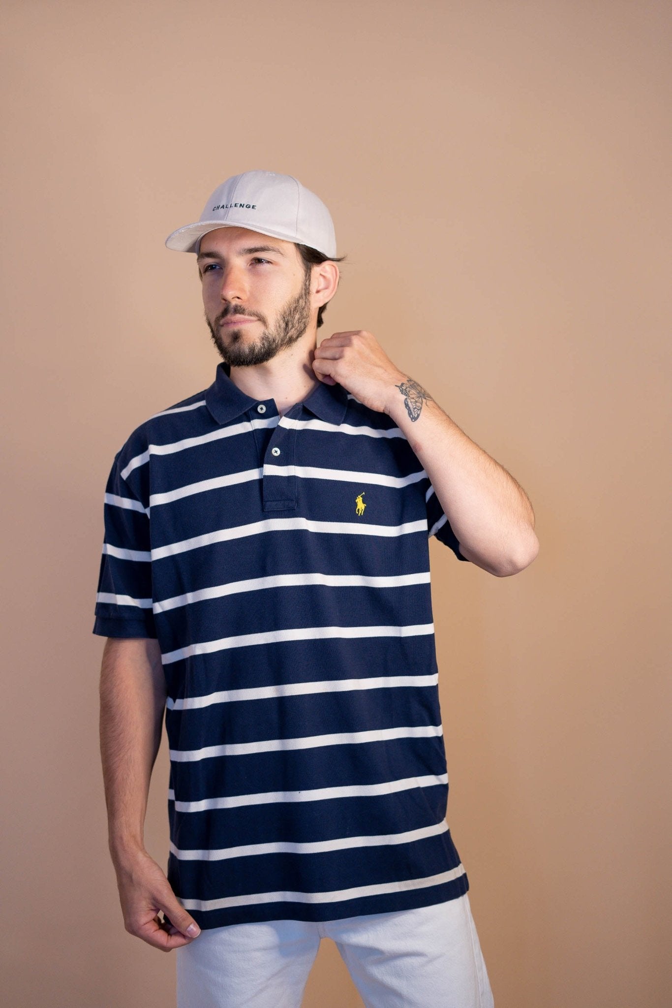 POLO RALPH LAUREN HOMME 883 - BLEU/BLANC - L - amifrip - Friperie en ligne et vêtements vintage
