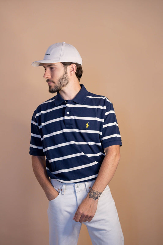 POLO RALPH LAUREN HOMME 883 - BLEU/BLANC - L - amifrip - Friperie en ligne et vêtements vintage