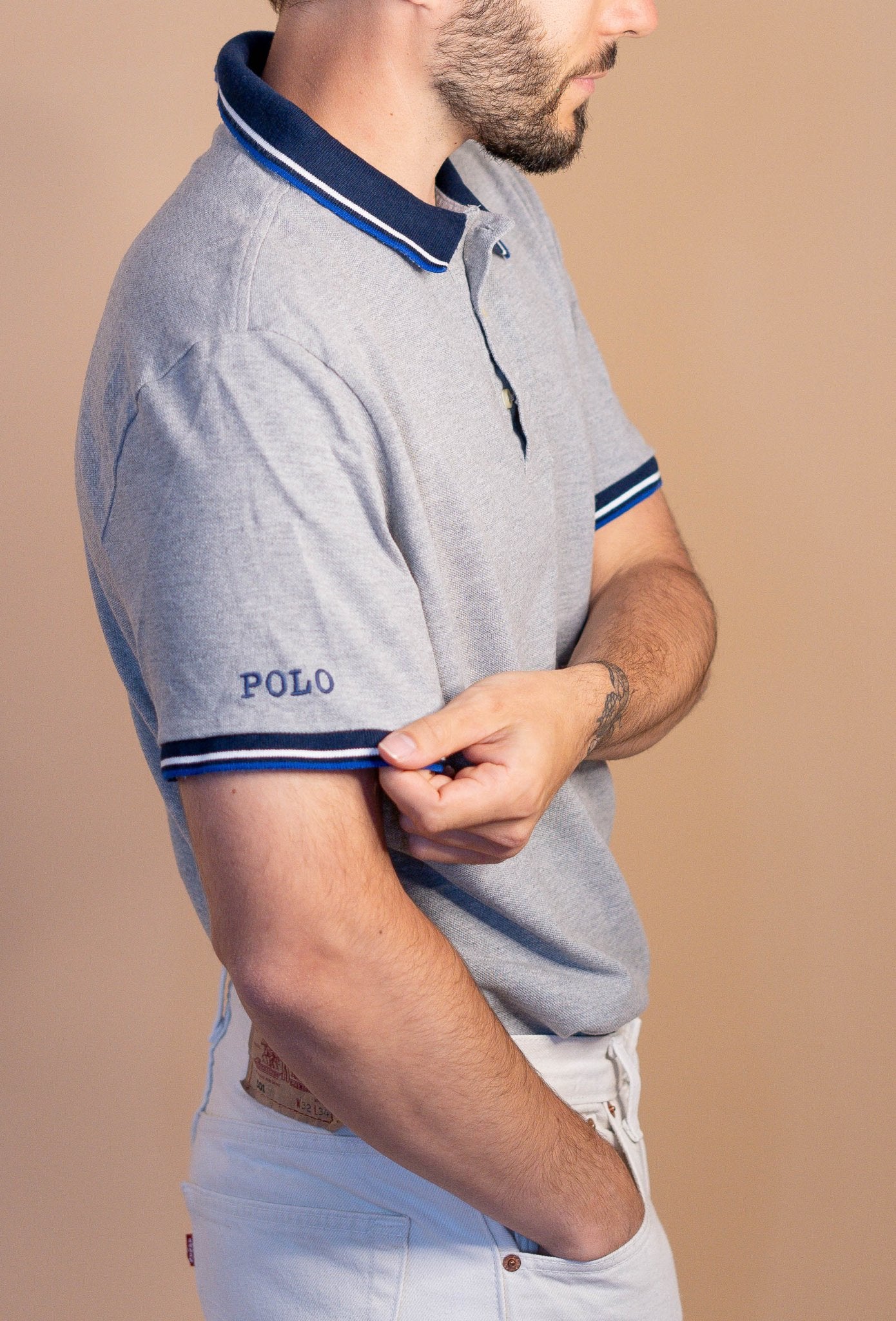 POLO RALPH LAUREN HOMME 884 - GRIS - XL - amifrip - Friperie en ligne et vêtements vintage