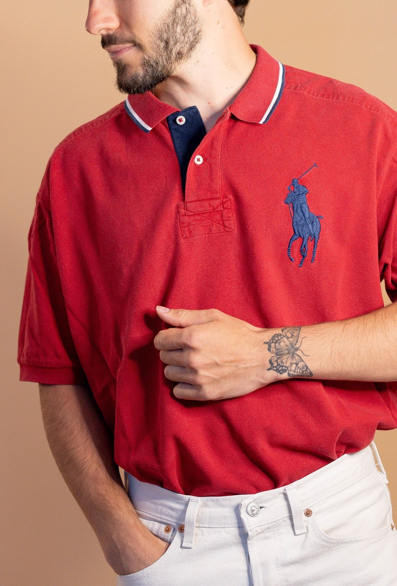 POLO RALPH LAUREN HOMME 886 - ROUGE - XL - amifrip - Friperie en ligne et vêtements vintage