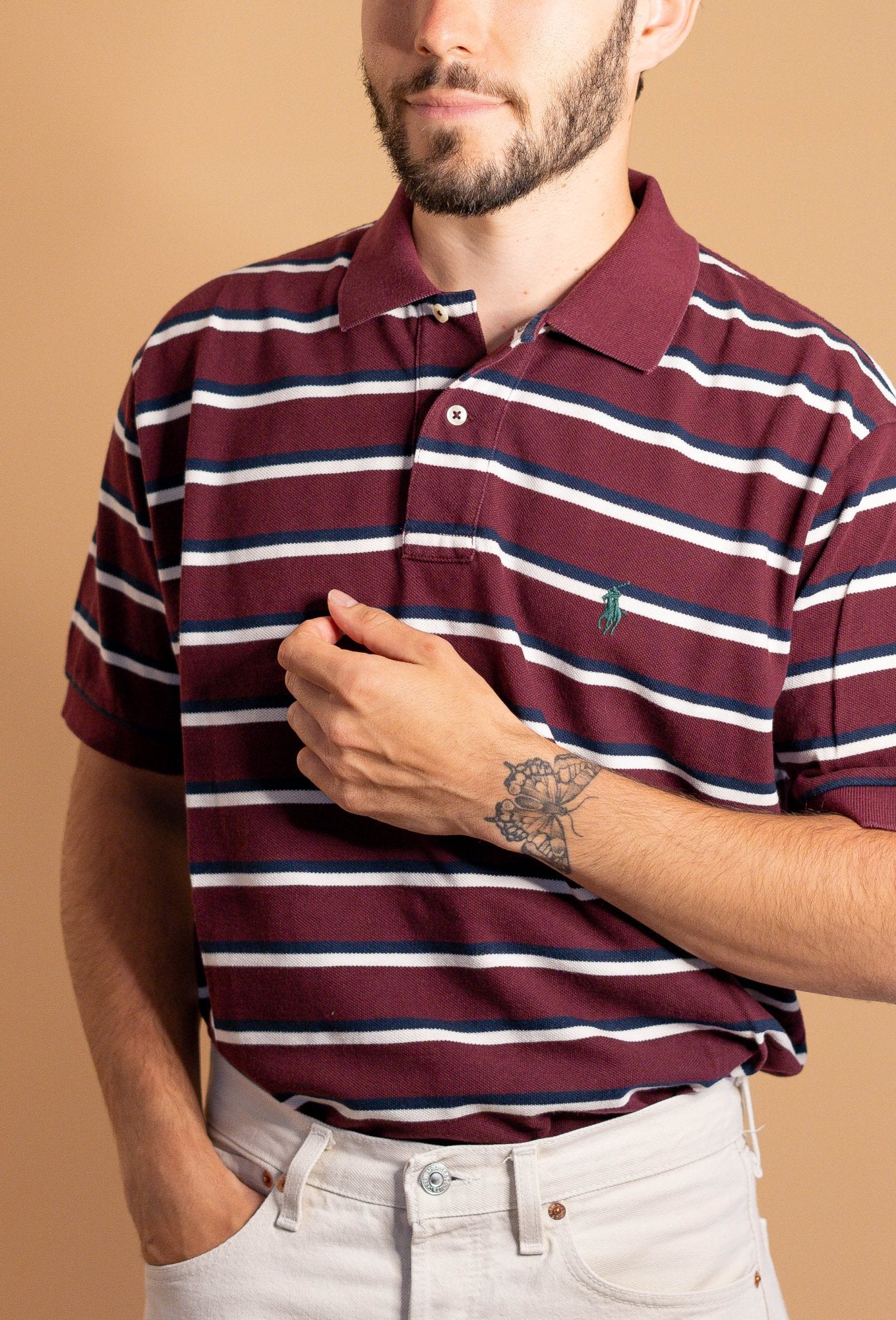 POLO RALPH LAUREN HOMME 896 - BORDEAUX - L - amifrip - Friperie en ligne et vêtements vintage