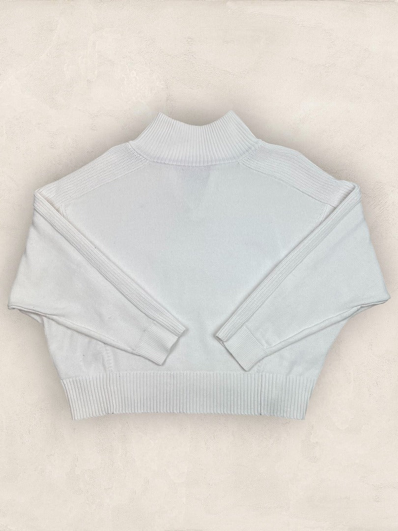 Pull 1/4 zip, Demi - zip Tommy Hilfiger - Femme S Over size - Blanc - Coton - Très bon état - Ts0240 - amifrip