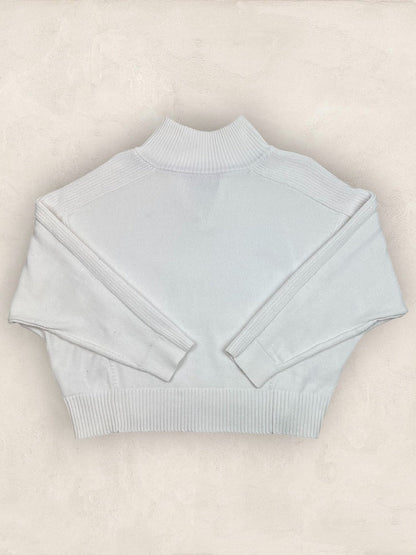 Pull 1/4 zip, Demi - zip Tommy Hilfiger - Femme S Over size - Blanc - Coton - Très bon état - Ts0240 - amifrip