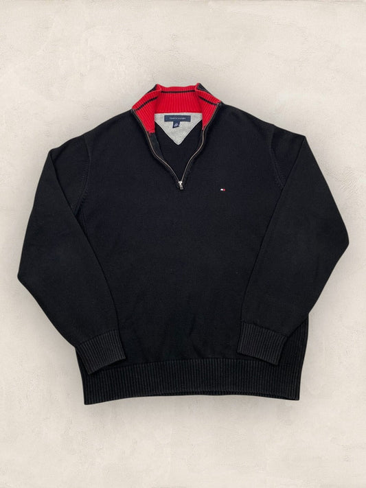 Pull 1/4 zip, Demi - zip Tommy Hilfiger - homme L - noir - Très bon état - Ts0147 - amifrip