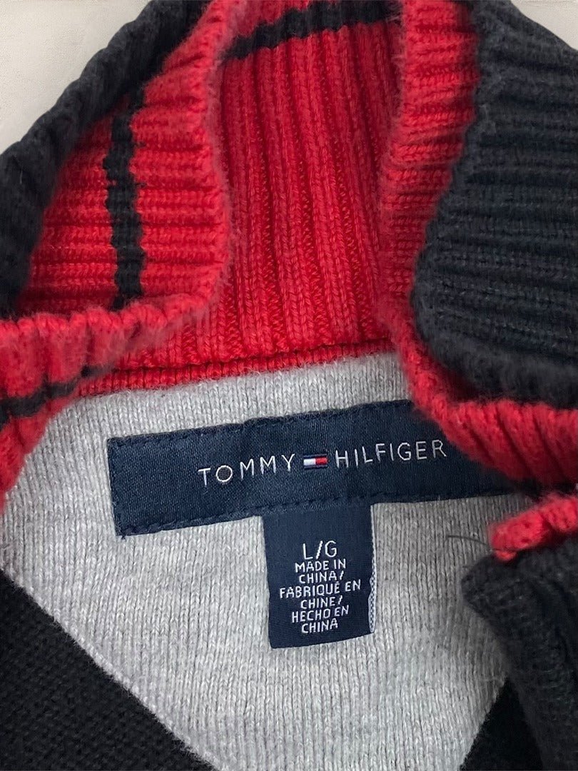 Pull 1/4 zip, Demi - zip Tommy Hilfiger - homme L - noir - Très bon état - Ts0147 - amifrip