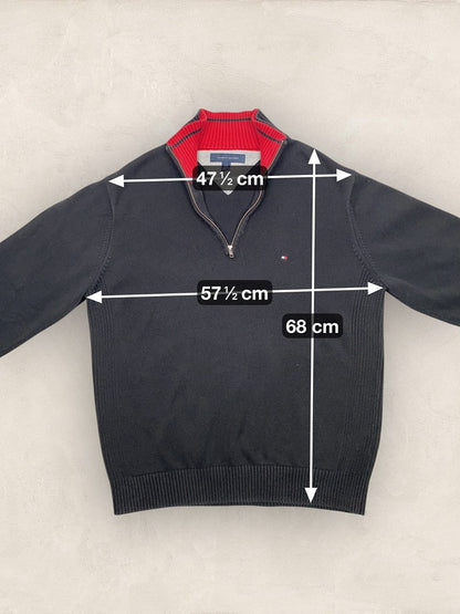 Pull 1/4 zip, Demi - zip Tommy Hilfiger - homme L - noir - Très bon état - Ts0147 - amifrip