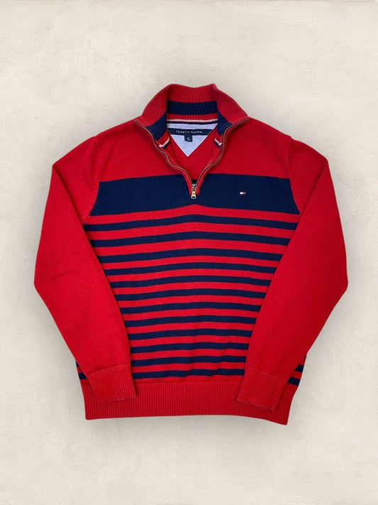 Pull 1/4 zip, Demi - zip tommy Hilfiger - homme S - rouge - Très bon état - Ts0134 - amifrip