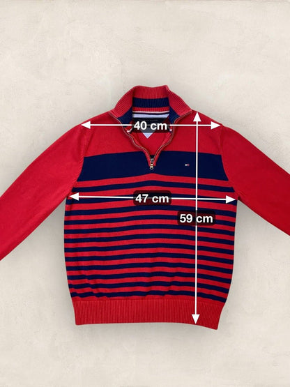 Pull 1/4 zip, Demi - zip tommy Hilfiger - homme S - rouge - Très bon état - Ts0134 - amifrip