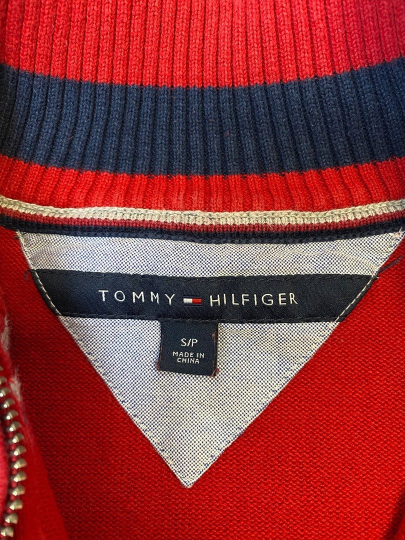 Pull 1/4 zip, Demi - zip tommy Hilfiger - homme S - rouge - Très bon état - Ts0134 - amifrip