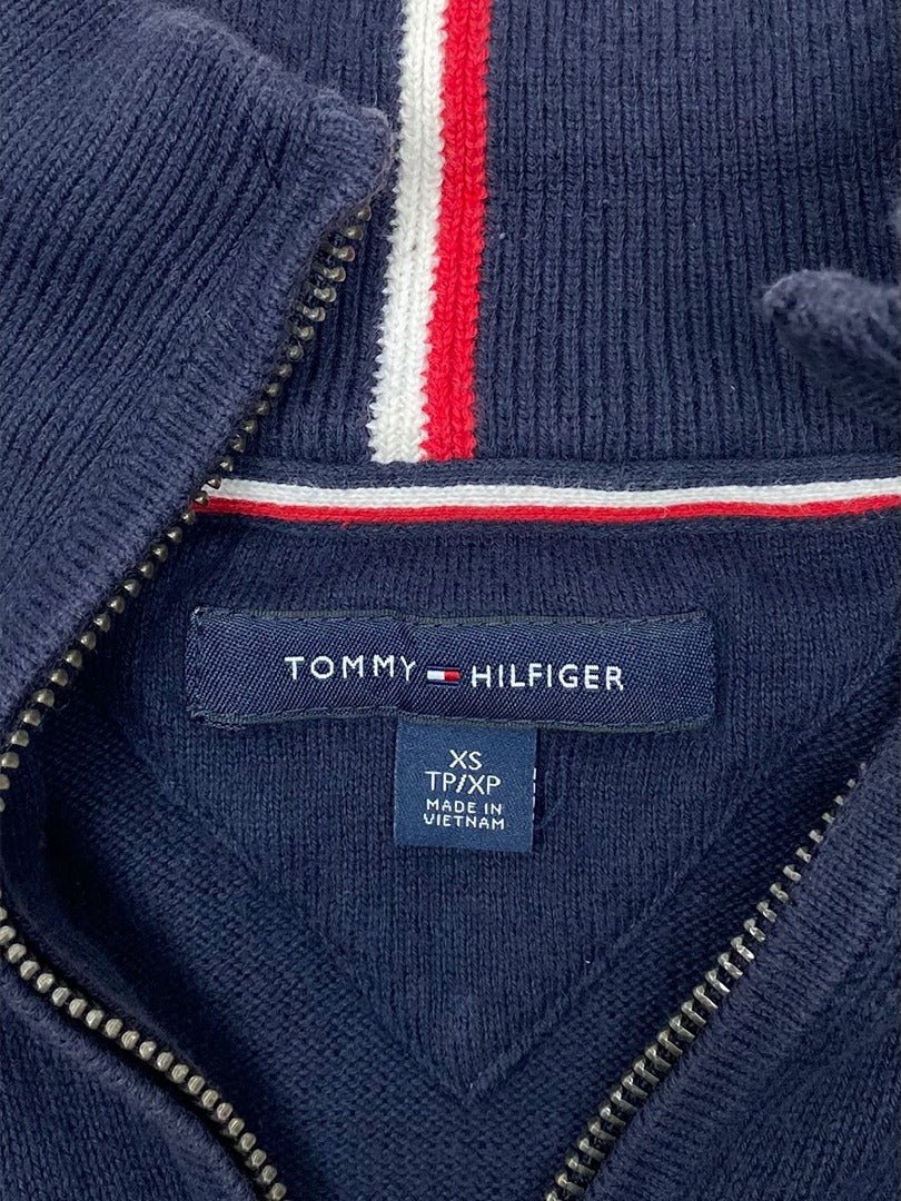 Pull 1/4 zip, Demi - zip Tommy Hilfiger - homme Xs - Bleu marine - Très bon état - Ts0143 - amifrip
