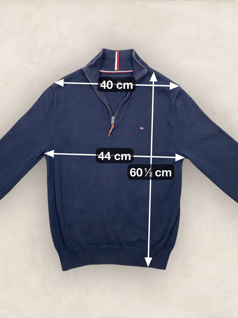 Pull 1/4 zip, Demi - zip Tommy Hilfiger - homme Xs - Bleu marine - Très bon état - Ts0143 - amifrip