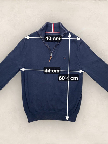Pull 1/4 zip, Demi - zip Tommy Hilfiger - homme Xs - Bleu marine - Très bon état - Ts0143 - amifrip