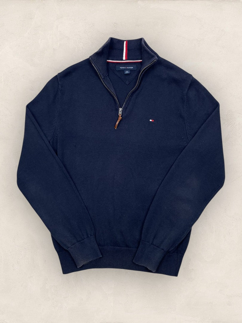 Pull 1/4 zip, Demi - zip Tommy Hilfiger - homme Xs - Bleu marine - Très bon état - Ts0143 - amifrip