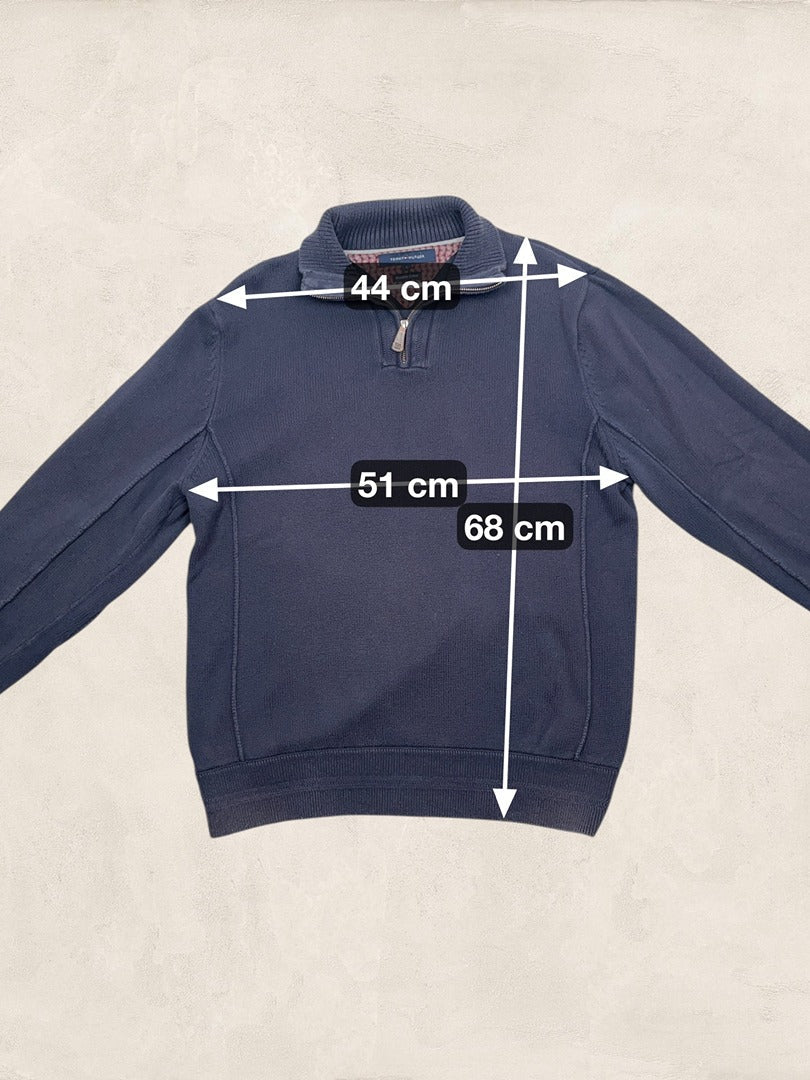Pull 1/4 zip Tommy Hilfiger - Homme L - Bleu Marine - Coton - Très bon état - Ts0165 - amifrip