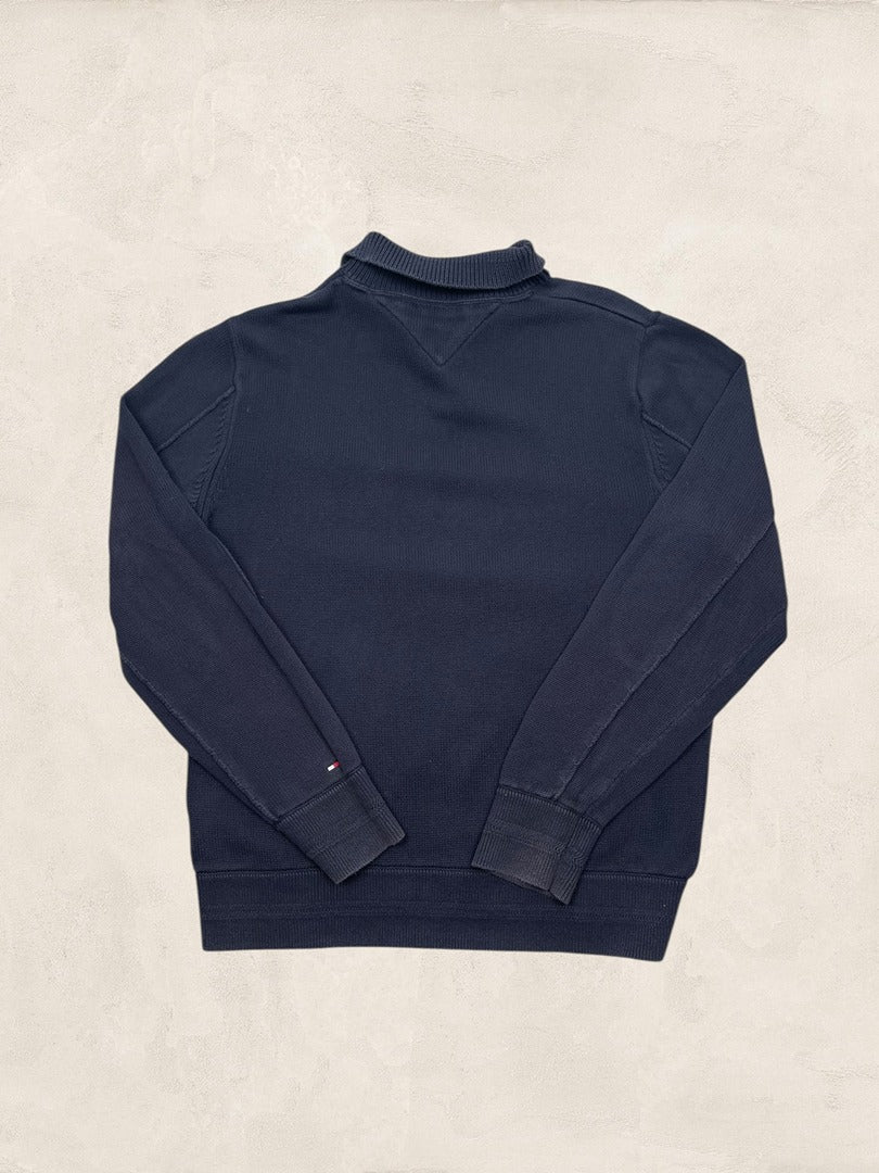 Pull 1/4 zip Tommy Hilfiger - Homme L - Bleu Marine - Coton - Très bon état - Ts0165 - amifrip