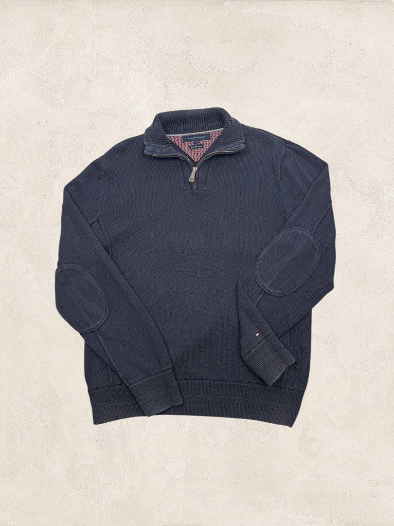 Pull 1/4 zip Tommy Hilfiger - Homme L - Bleu Marine - Coton - Très bon état - Ts0165 - amifrip