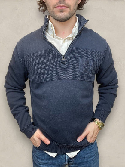 Pull 1/4 zip Tommy Hilfiger - Homme L - Bleu marine - Coton - Très bon état - Ts0244 - amifrip