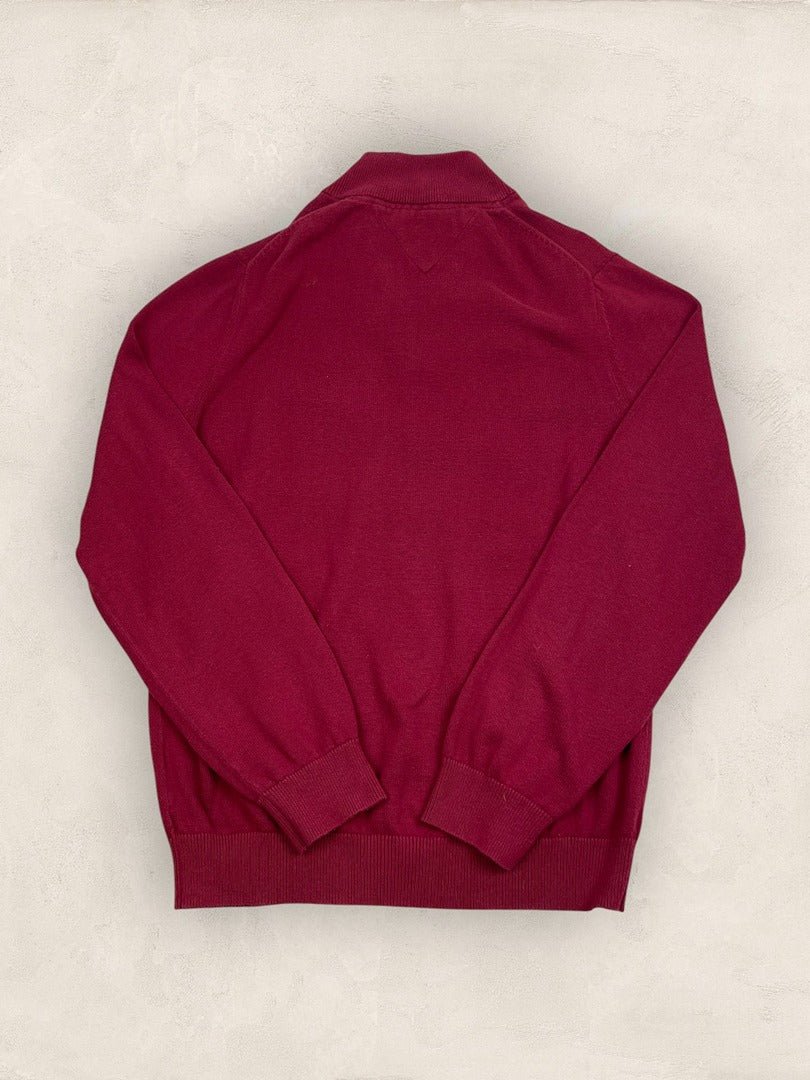 Pull 1/4 zip Tommy Hilfiger - Homme L - Bordeaux - Coton - Vl0328 - amifrip