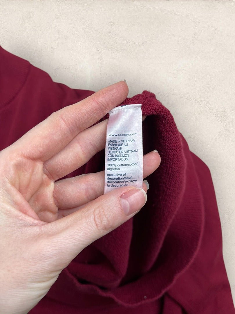 Pull 1/4 zip Tommy Hilfiger - Homme L - Bordeaux - Coton - Vl0328 - amifrip