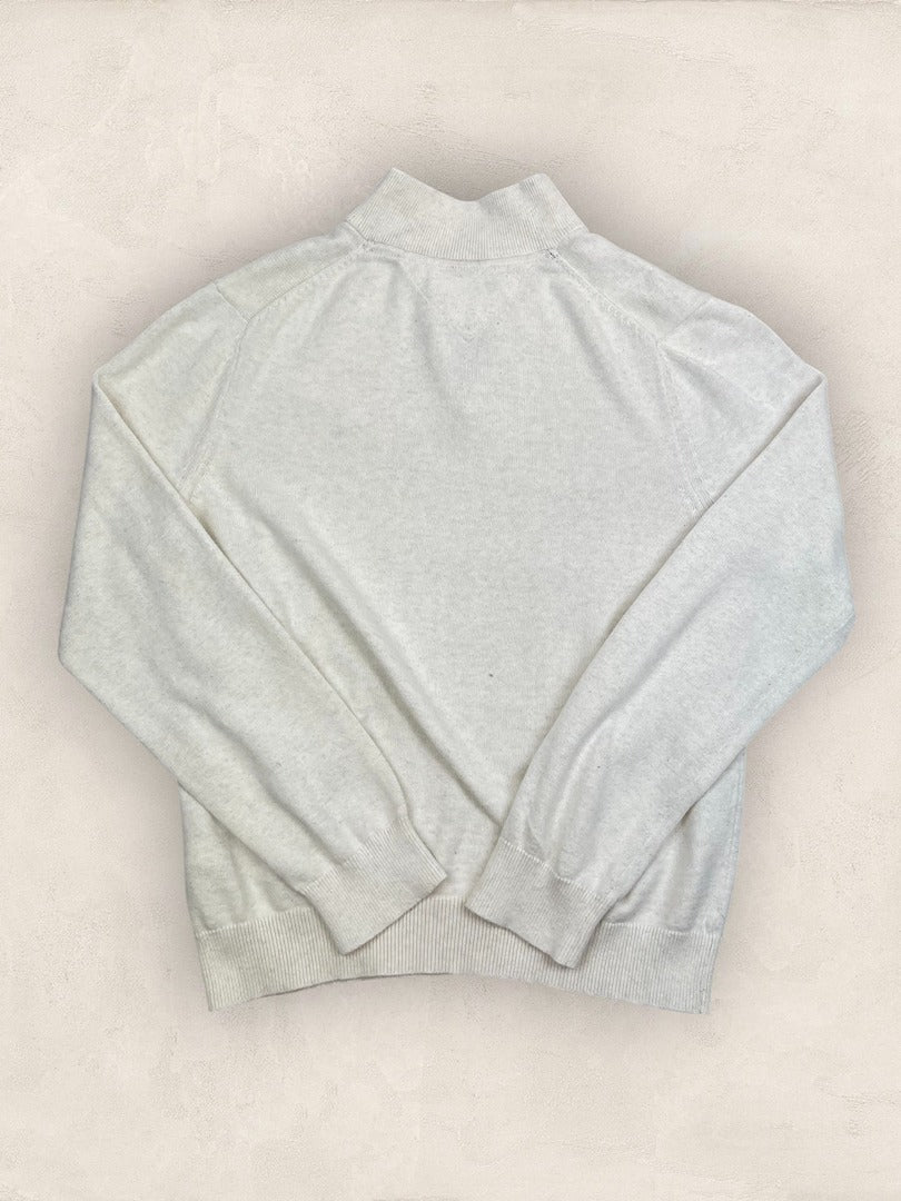 Pull 1/4 zip Tommy Hilfiger - Homme L - Cream - Coton - Très bon état - Ts0216 - amifrip