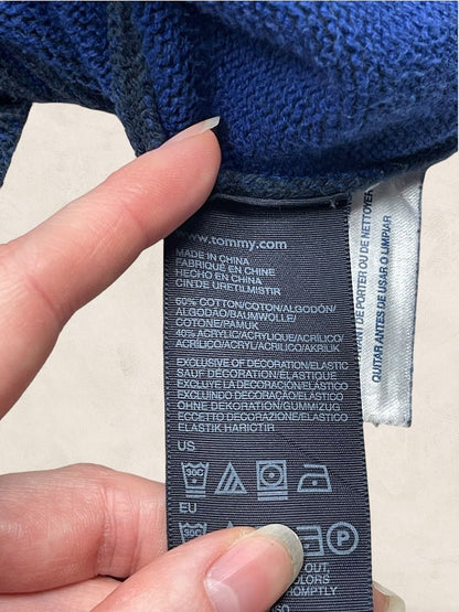Pull 1/4 Zip Tommy Hilfiger Homme L - Marine - Coton - Très Bon État - Ts0174 - amifrip