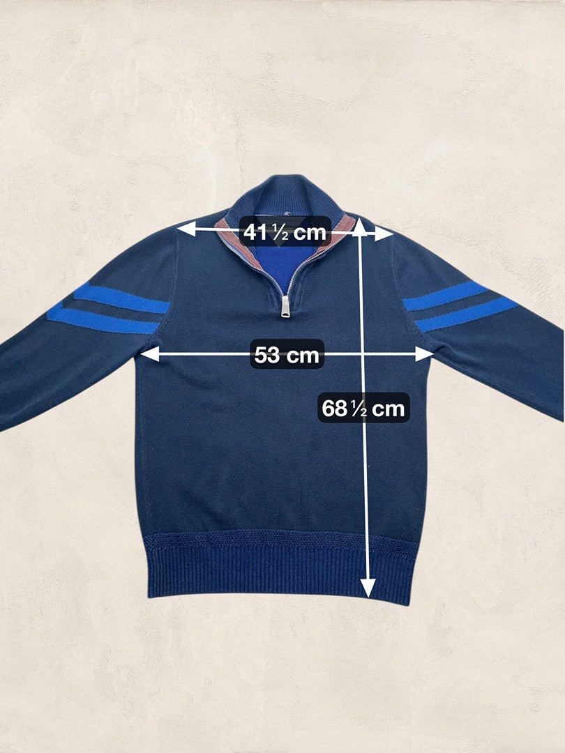 Pull 1/4 Zip Tommy Hilfiger Homme L - Marine - Coton - Très Bon État - Ts0174 - amifrip