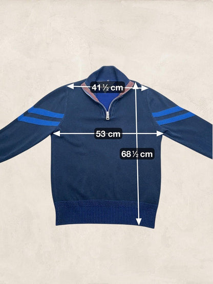 Pull 1/4 Zip Tommy Hilfiger Homme L - Marine - Coton - Très Bon État - Ts0174 - amifrip