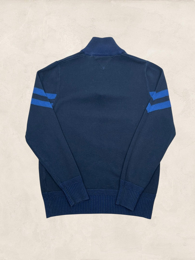 Pull 1/4 Zip Tommy Hilfiger Homme L - Marine - Coton - Très Bon État - Ts0174 - amifrip