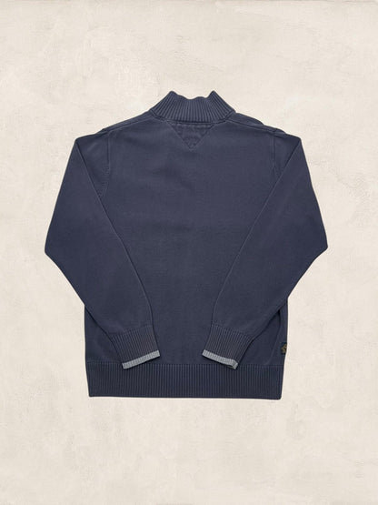 Pull 1/4 Zip Tommy Hilfiger Homme L - Marine - Très Bon État - Ts0162 - amifrip