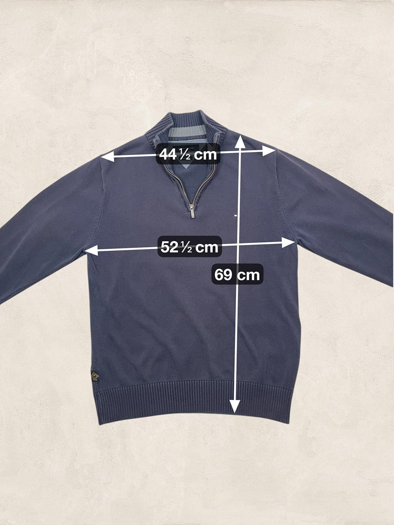 Pull 1/4 Zip Tommy Hilfiger Homme L - Marine - Très Bon État - Ts0162 - amifrip