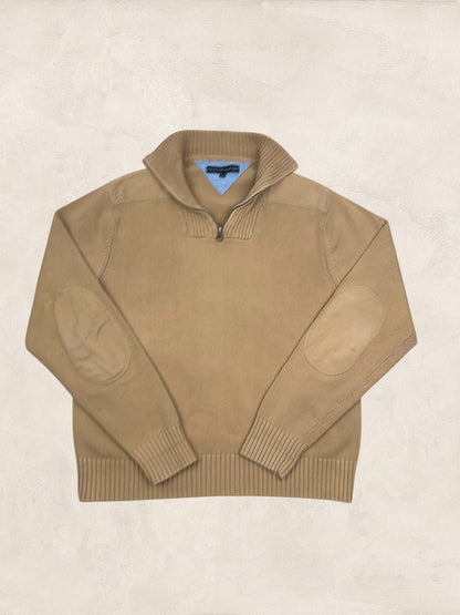 Pull 1/4 Zip Tommy Hilfiger Homme L - Marron - Coton - Ts0183 - amifrip