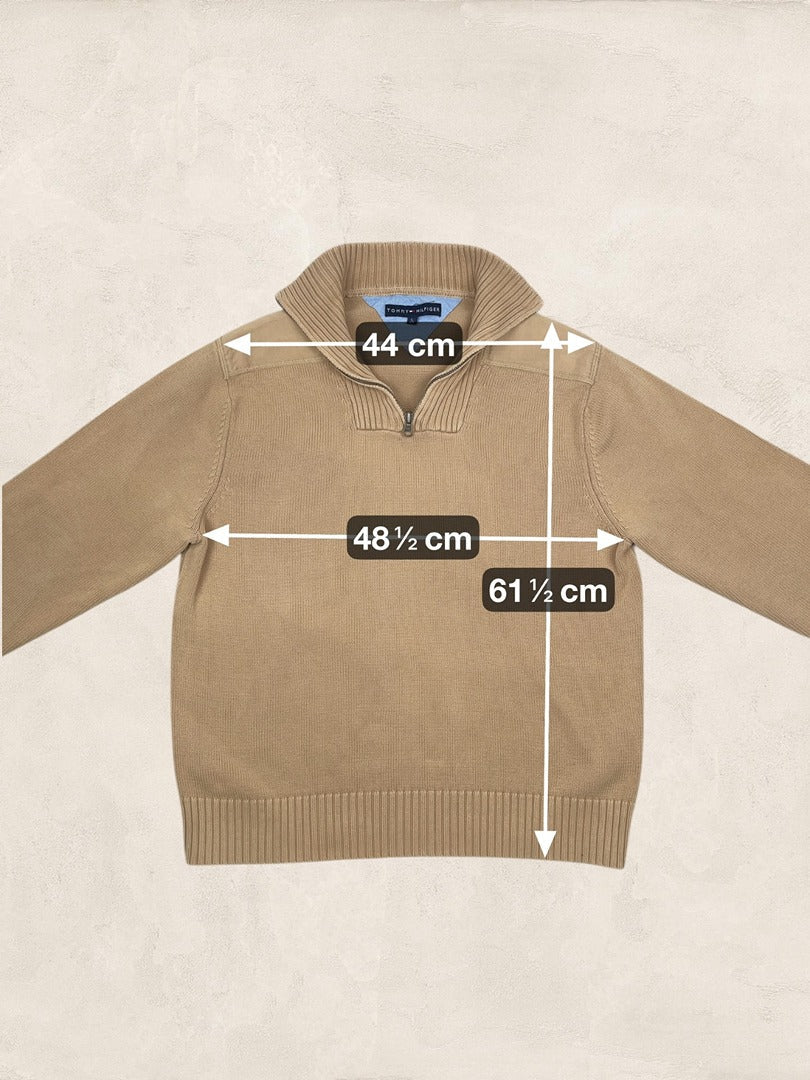 Pull 1/4 Zip Tommy Hilfiger Homme L - Marron - Coton - Ts0183 - amifrip