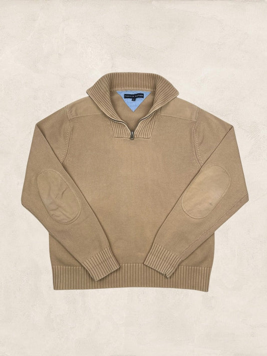 Pull 1/4 Zip Tommy Hilfiger Homme L - Marron - Coton - Ts0183 - amifrip