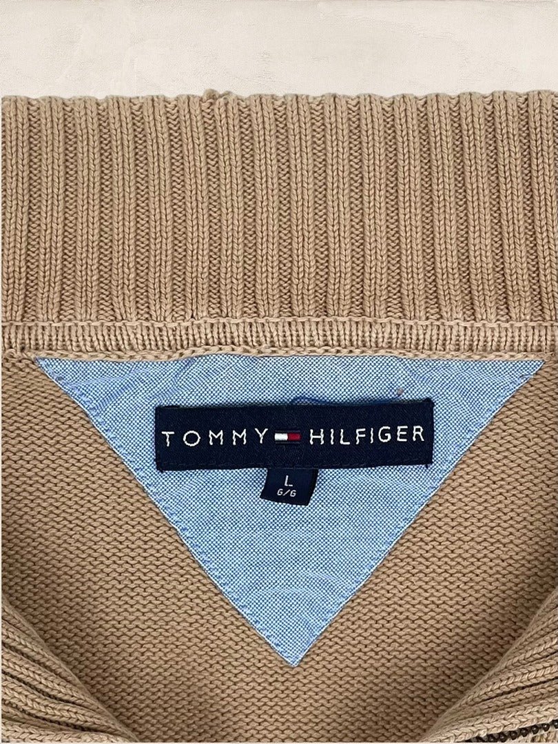 Pull 1/4 Zip Tommy Hilfiger Homme L - Marron - Coton - Ts0183 - amifrip