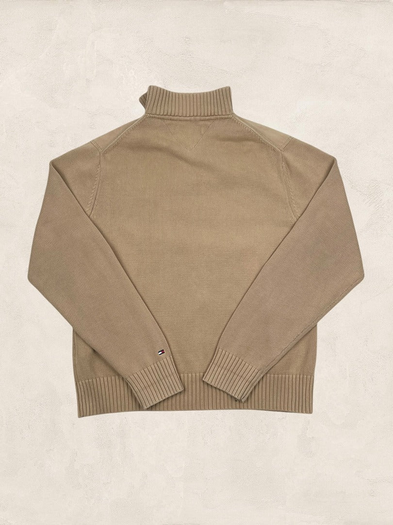 Pull 1/4 Zip Tommy Hilfiger Homme L - Marron - Coton - Ts0183 - amifrip