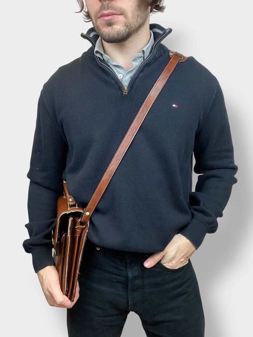 Pull 1/4 Zip Tommy Hilfiger Homme L - Noir - Coton - Tbe - Ts0169 - amifrip