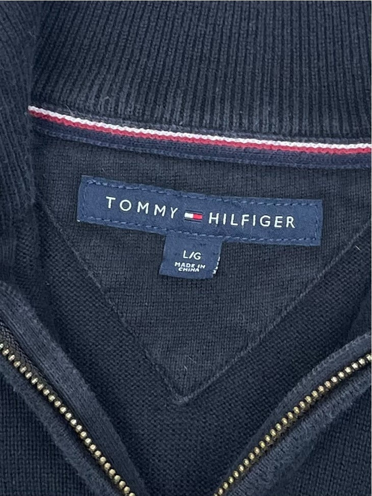 Pull 1/4 Zip Tommy Hilfiger Homme L - Noir - Coton - Tbe - Ts0169 - amifrip