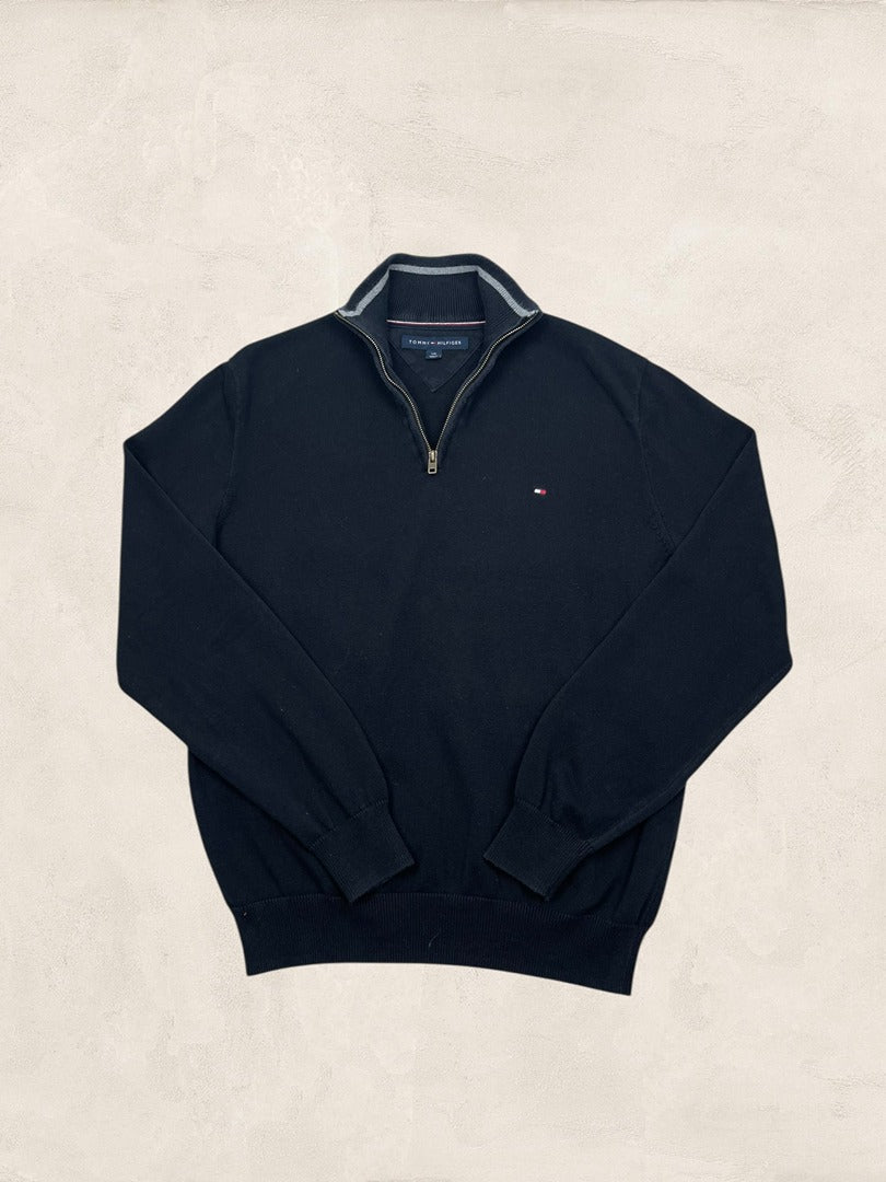 Pull 1/4 Zip Tommy Hilfiger Homme L - Noir - Coton - Tbe - Ts0169 - amifrip