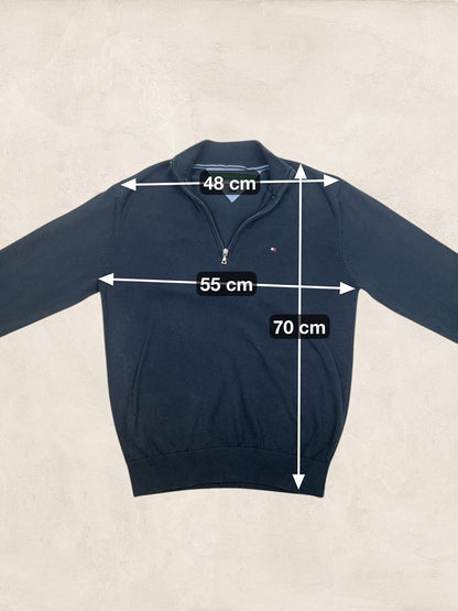 Pull 1/4 Zip Tommy Hilfiger Homme L - Noir - Coton - Très bon état - Ts0182 - amifrip